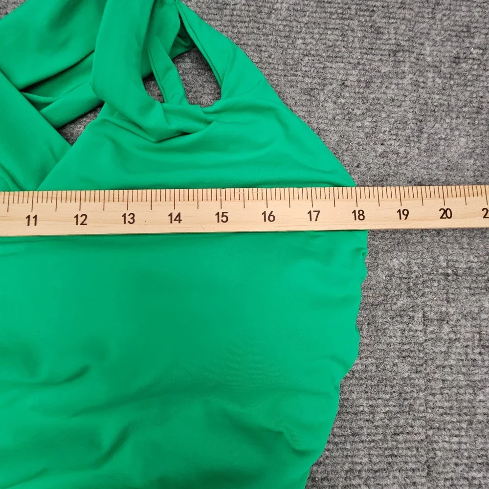 BECCA ETC One Piece Swimsuit Womens 2X Green Ruched Knot Detail Swimwear NEW
